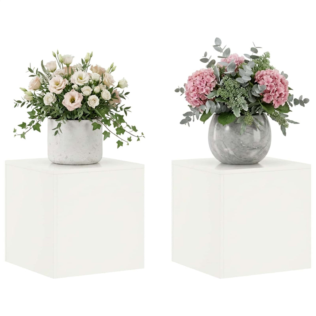 vidaXL Stojak na rośliny 2 pcs Biały 40 x 40 x 40 cm Stal