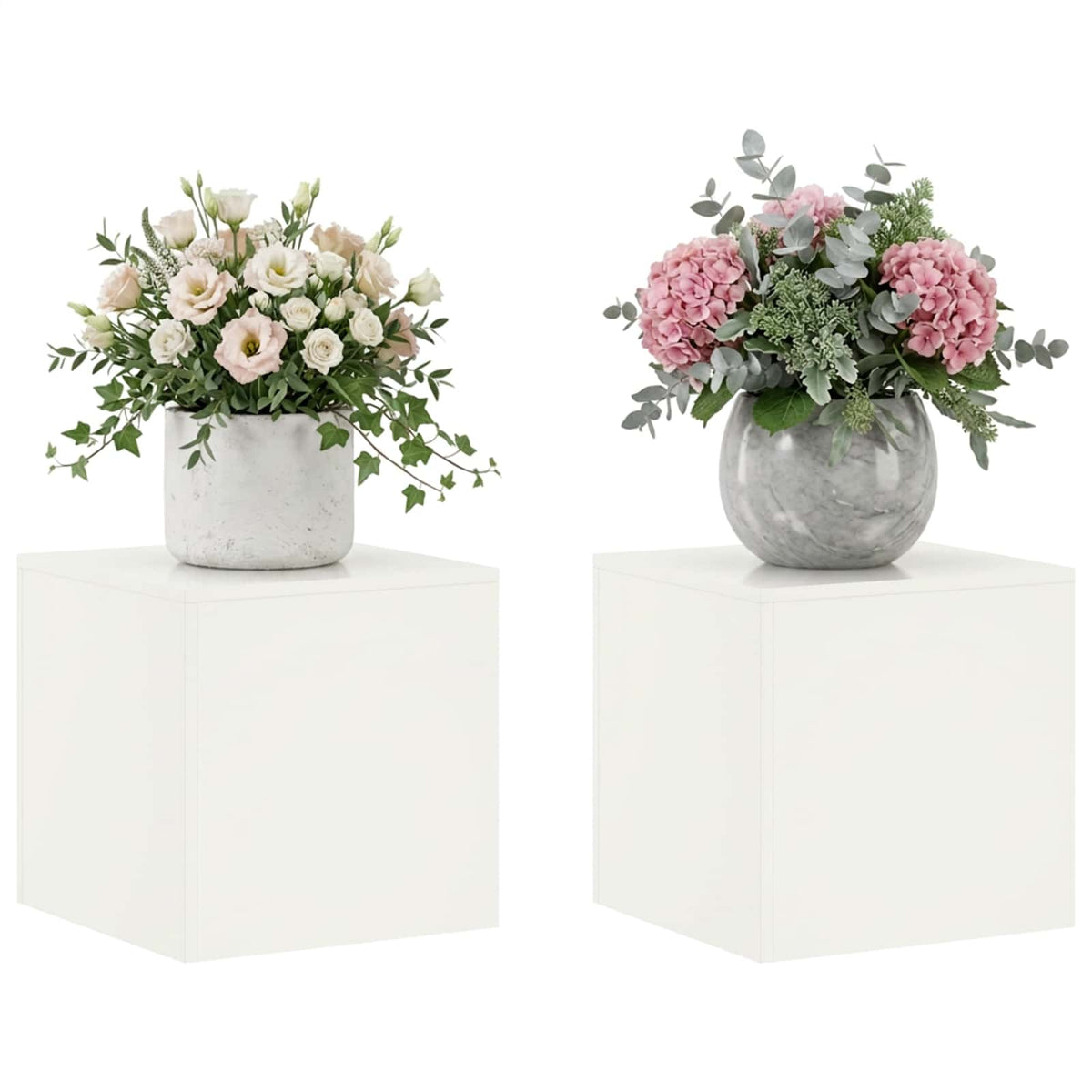 vidaXL Stojak na rośliny 2 pcs Biały 40 x 40 x 40 cm Stal