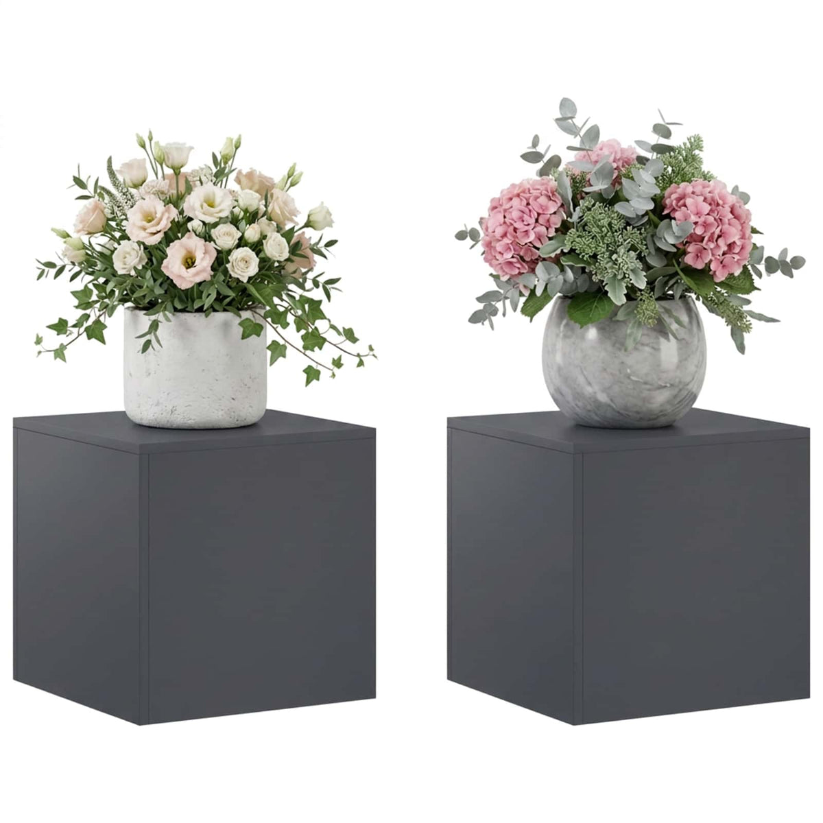 vidaXL Stojak na rośliny 2 pcs antracytowy 40 x 40 x 40 cm