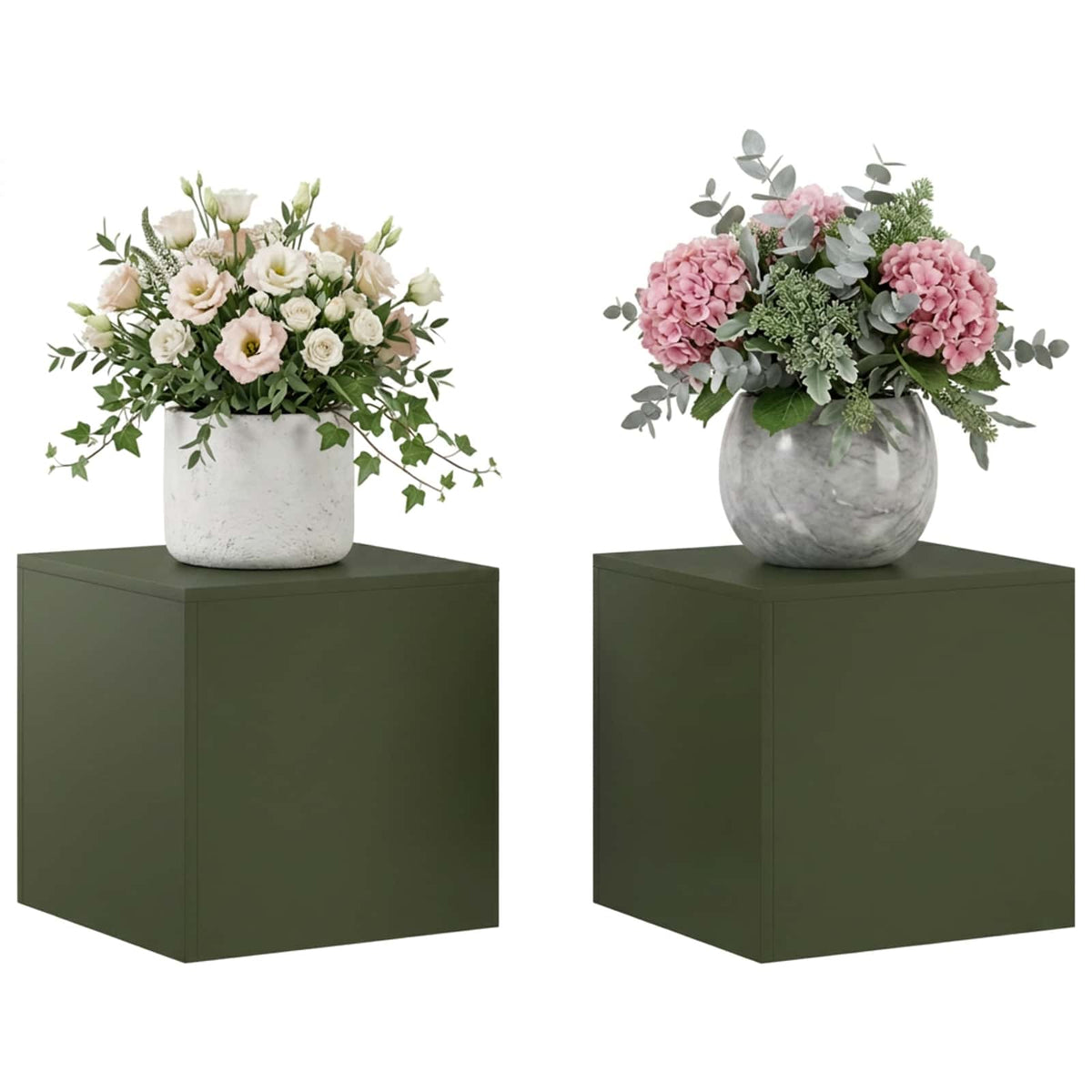 vidaXL Stojak na rośliny 2 pcs Oliwkowy zielony 40 x 40 x 40 cm Stal