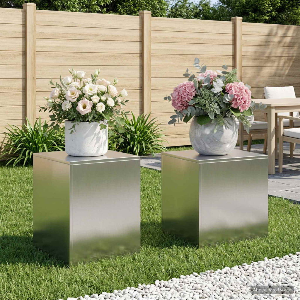 vidaXL Stojak na rośliny 2 pcs srebrny 40 x 40 x 40 cm Stal