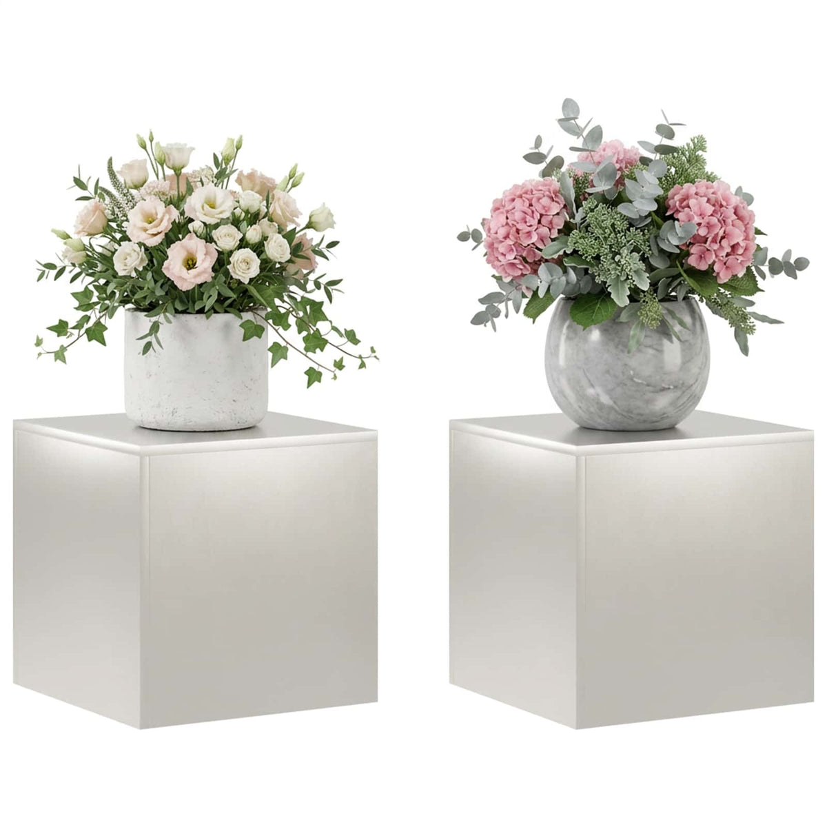 vidaXL Stojak na rośliny 2 pcs srebrny 40 x 40 x 40 cm Stal