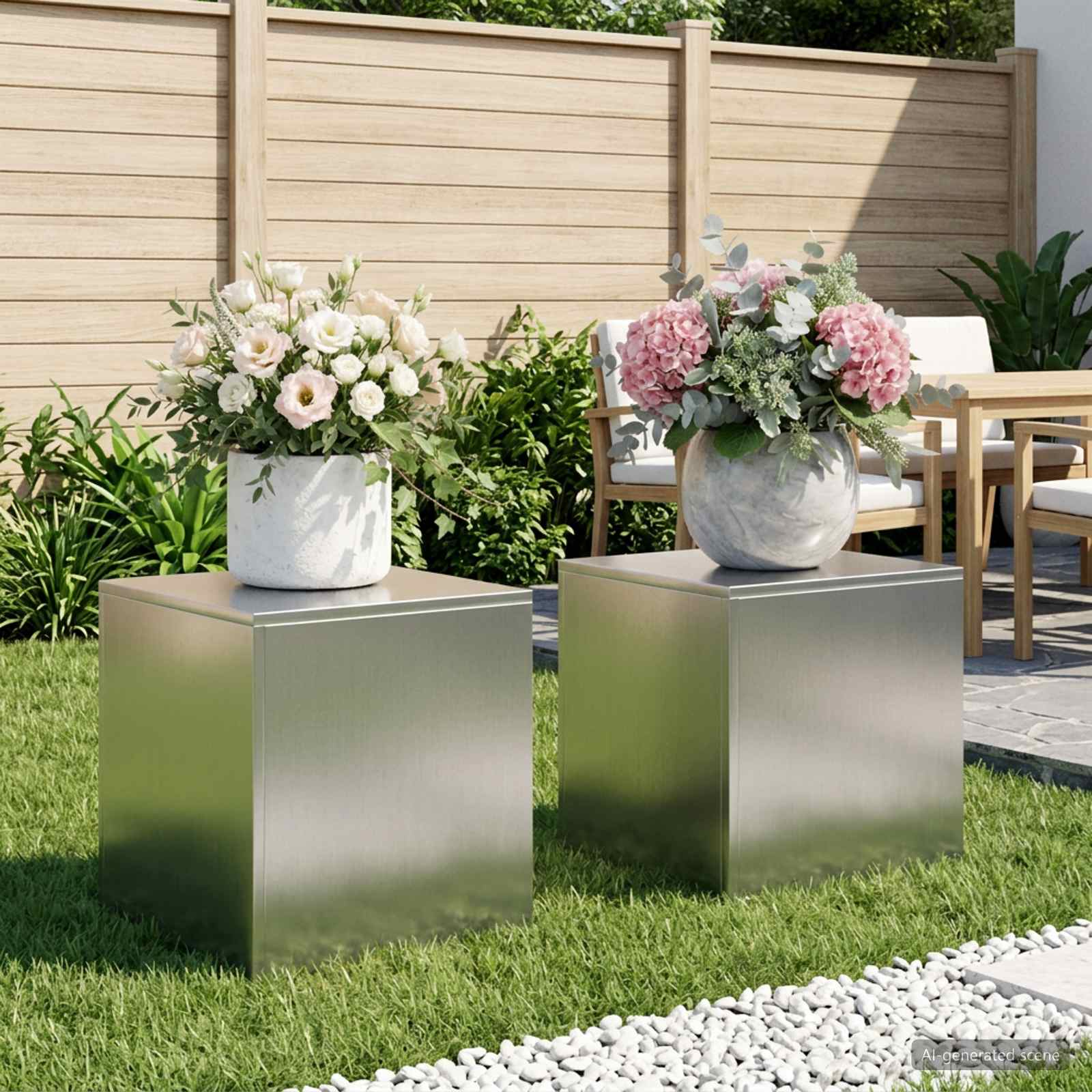 vidaXL Stojak na rośliny 2 pcs srebrny 40 x 40 x 40 cm Stal nierdzewna
