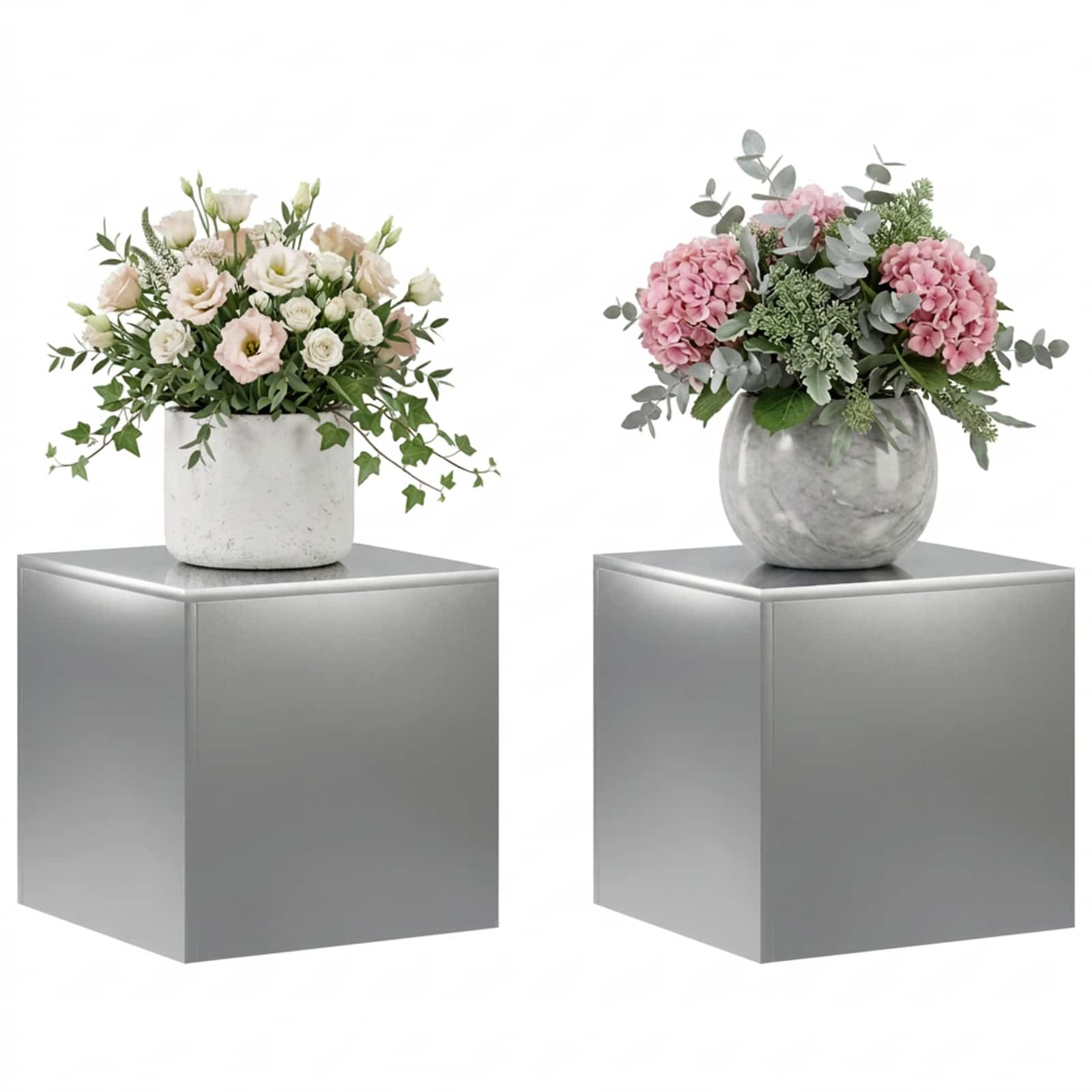 vidaXL Stojak na rośliny 2 pcs srebrny 40 x 40 x 40 cm Stal nierdzewna
