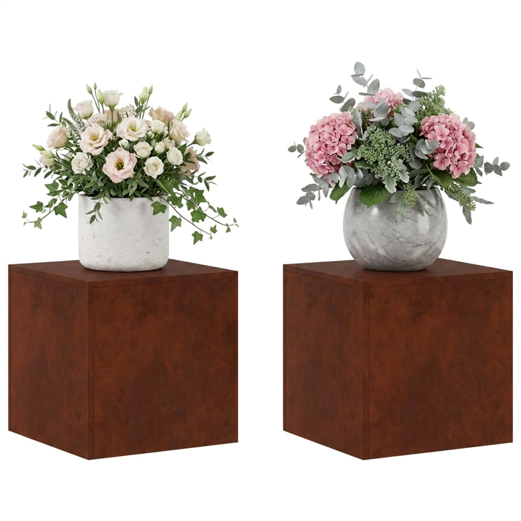 vidaXL Stojak na rośliny 2 pcs Rdzawy 40 x 40 x 40 cm Stal kortenowska