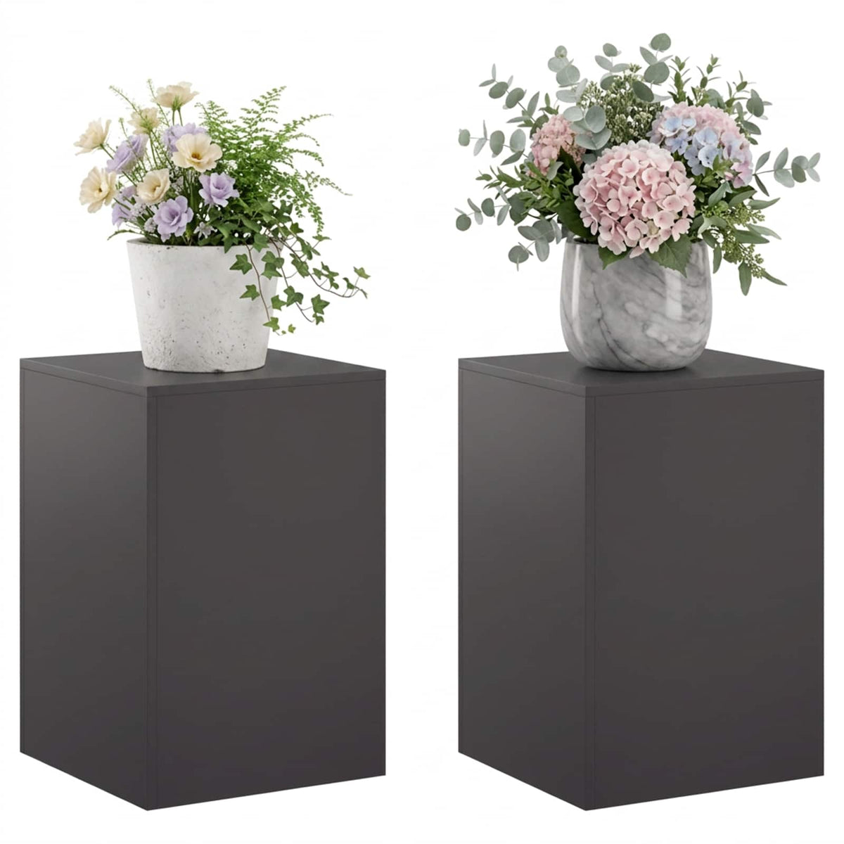 vidaXL Stojak na rośliny 2 pcs Czarny 40 x 40 x 60 cm Stal