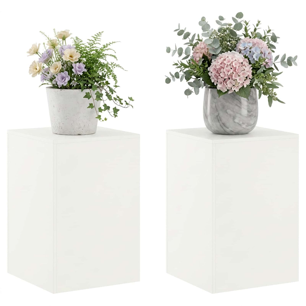 vidaXL Stojak na rośliny 2 pcs Biały 40 x 40 x 60 cm Stal