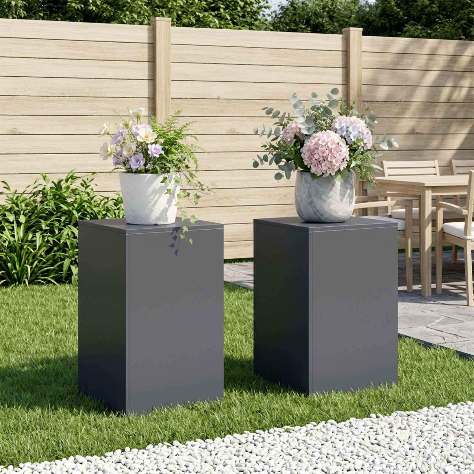 vidaXL Stojak na rośliny 2 pcs antracytowy 40 x 40 x 60 cm