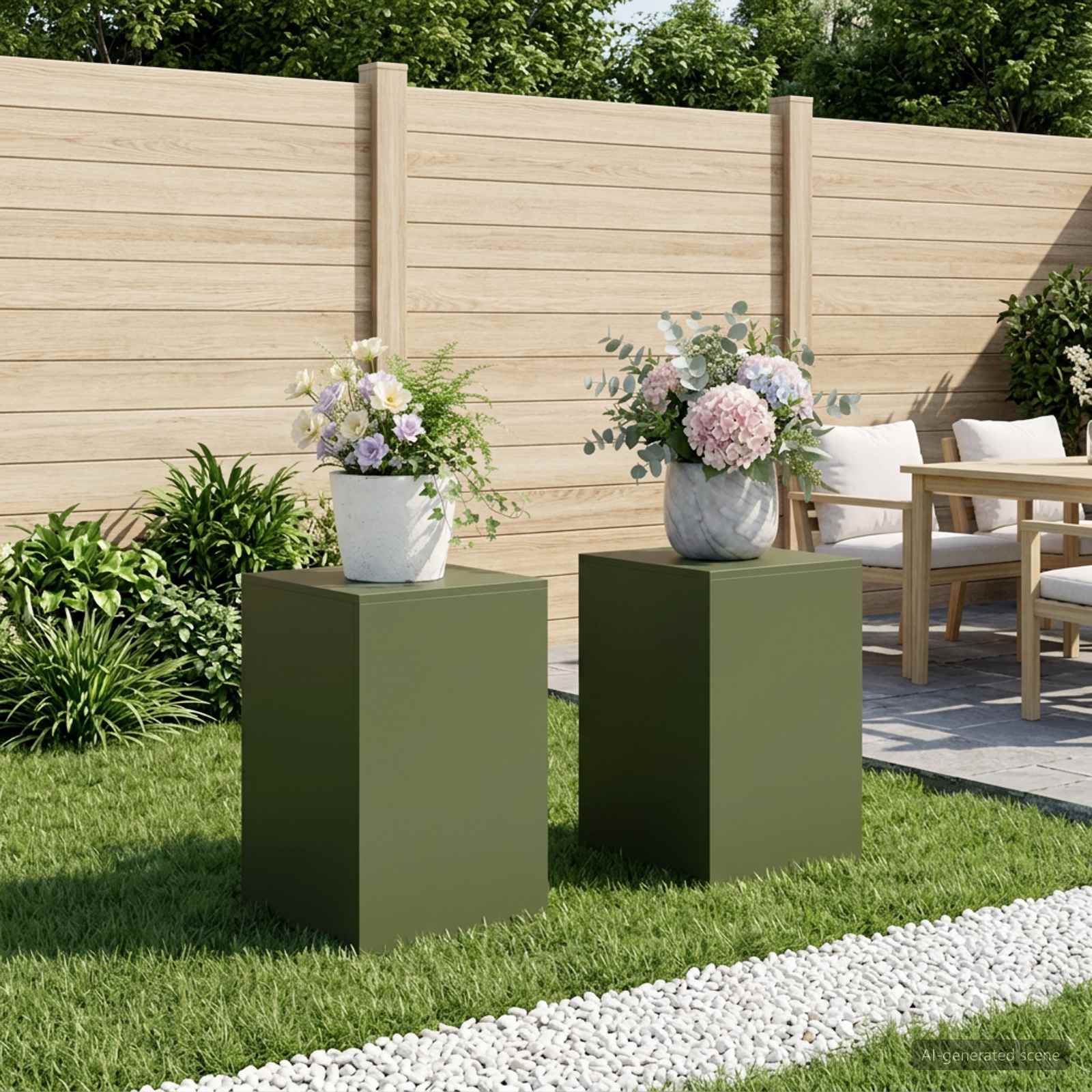 vidaXL Stojak na rośliny 2 pcs Oliwkowy zielony 40 x 40 x 60 cm Stal