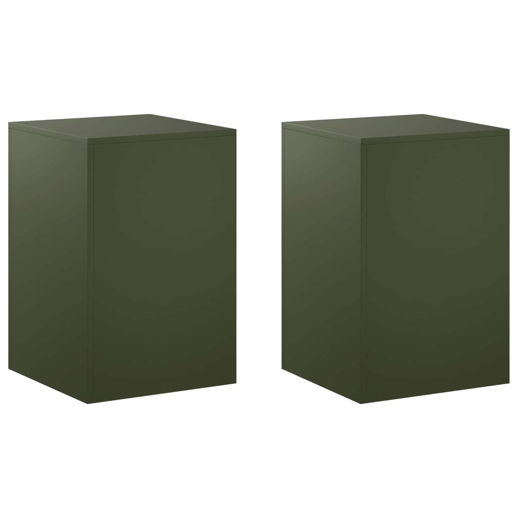 vidaXL Stojak na rośliny 2 pcs Oliwkowy zielony 40 x 40 x 60 cm Stal