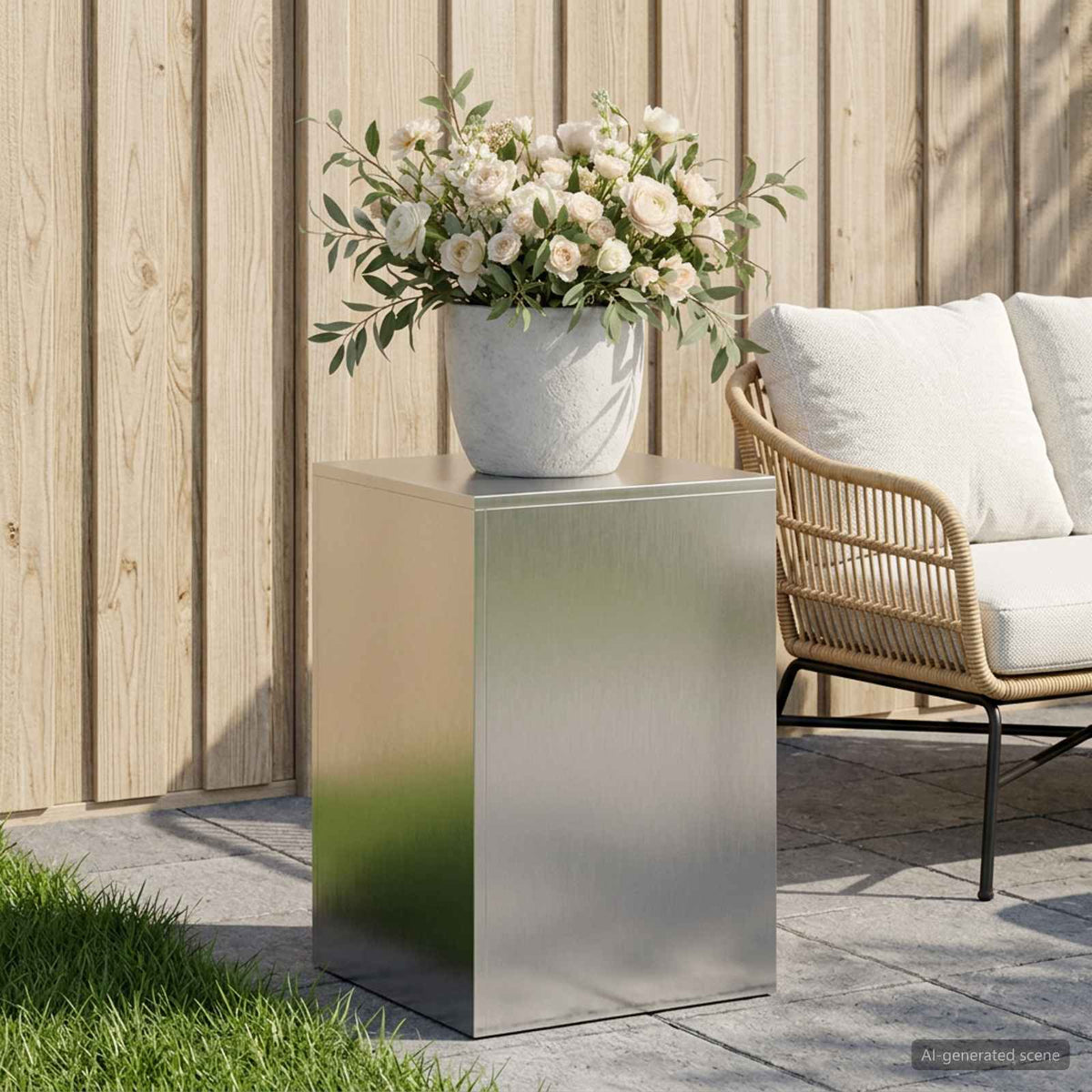 vidaXL Stojak na rośliny srebrny 40 x 40 x 60 cm Stal
