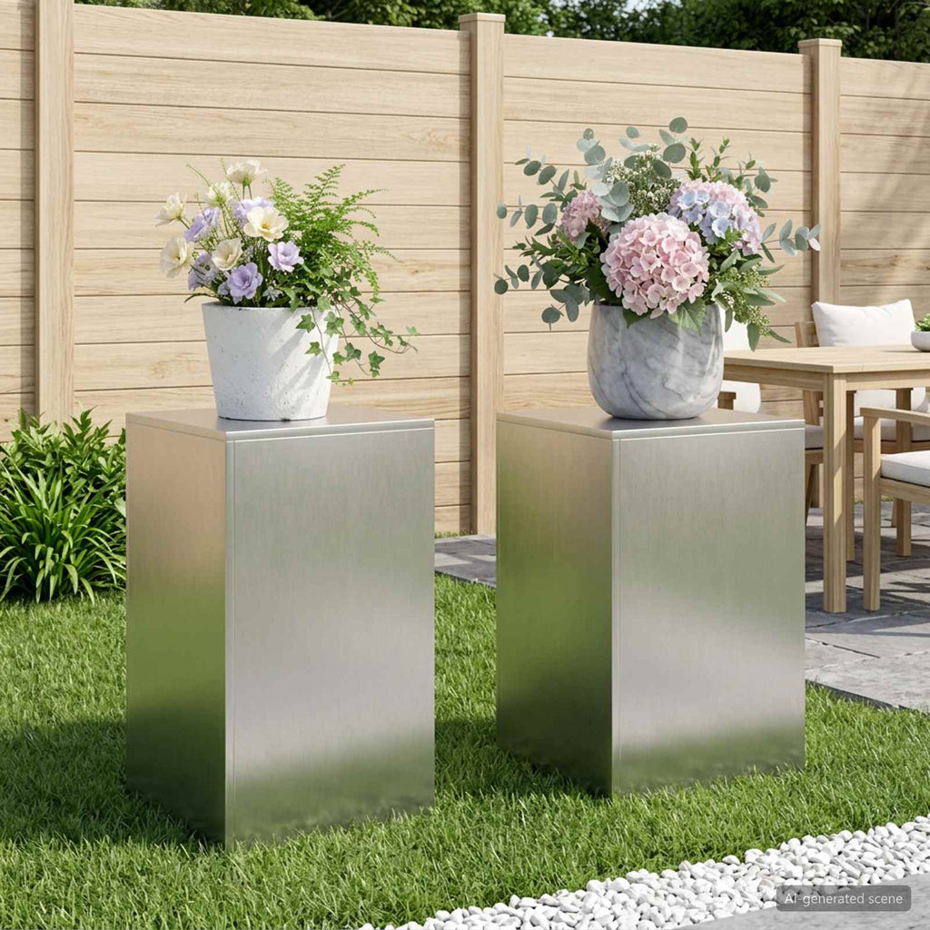 vidaXL Stojak na rośliny 2 pcs srebrny 40 x 40 x 60 cm Stal