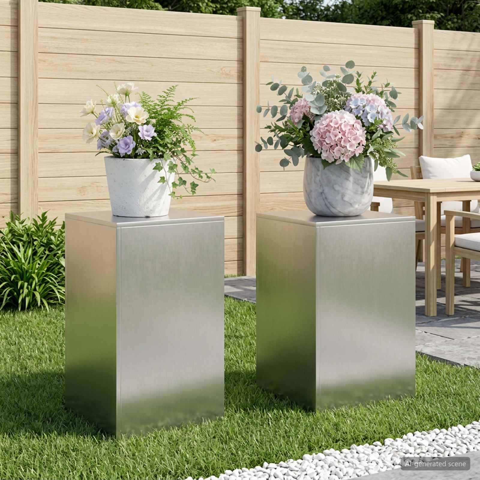 vidaXL Stojak na rośliny 2 pcs srebrny 40 x 40 x 60 cm Stal