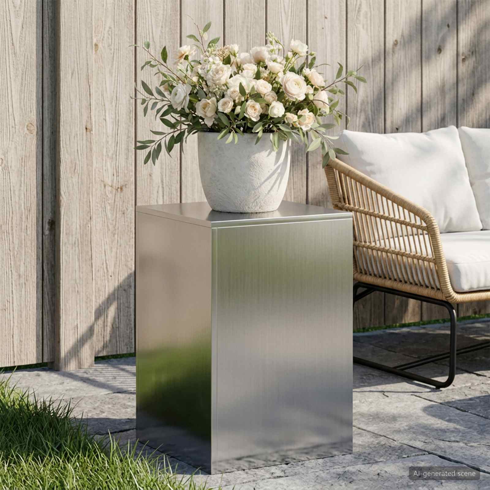 vidaXL Stojak na rośliny srebrny 40 x 40 x 60 cm Stal