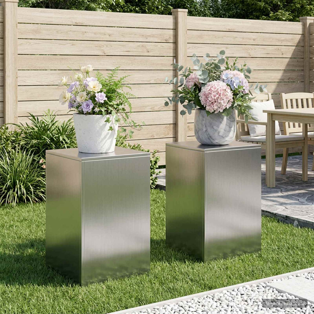 vidaXL Stojak na rośliny 2 pcs srebrny 40 x 40 x 60 cm Stal nierdzewna