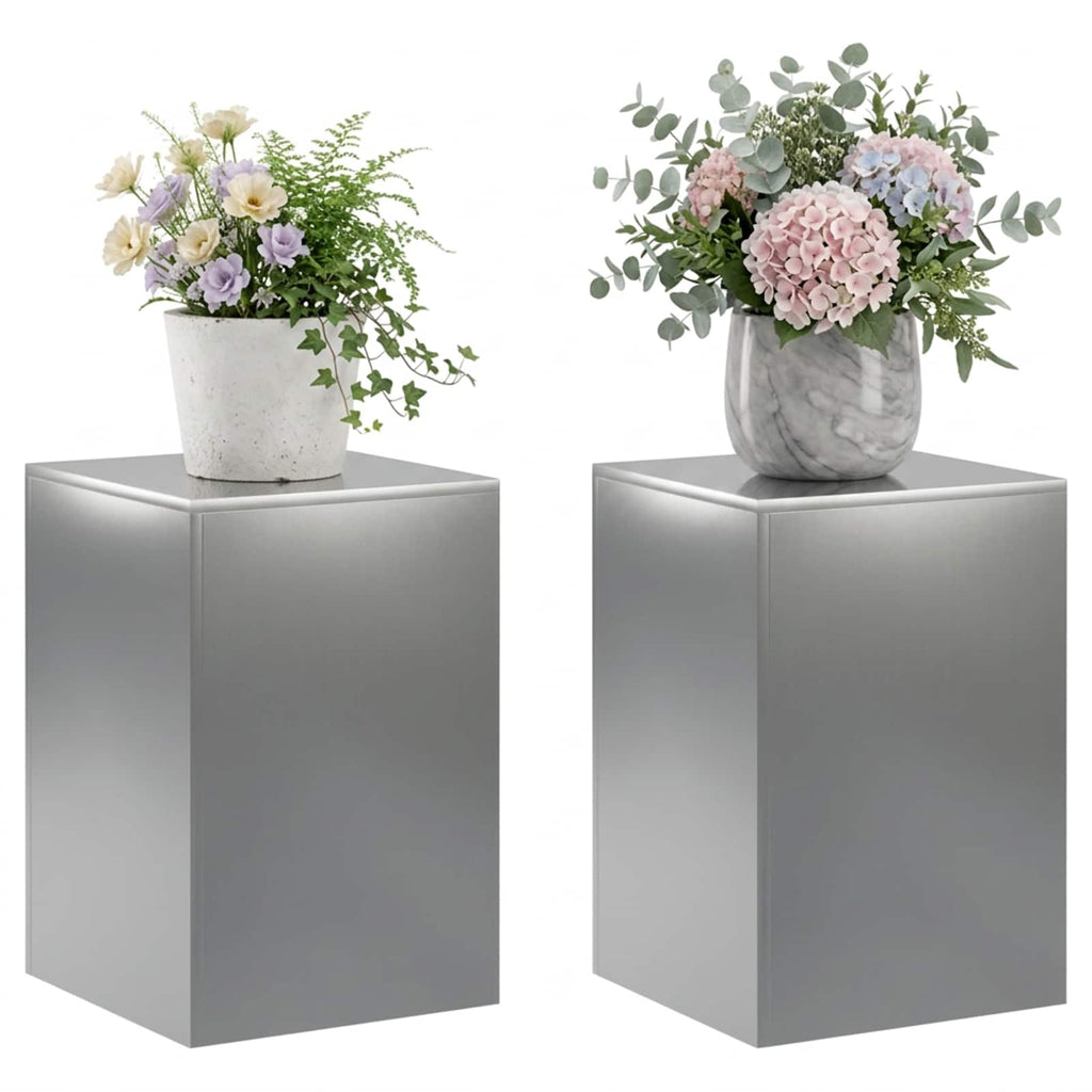 vidaXL Stojak na rośliny 2 pcs srebrny 40 x 40 x 60 cm Stal nierdzewna