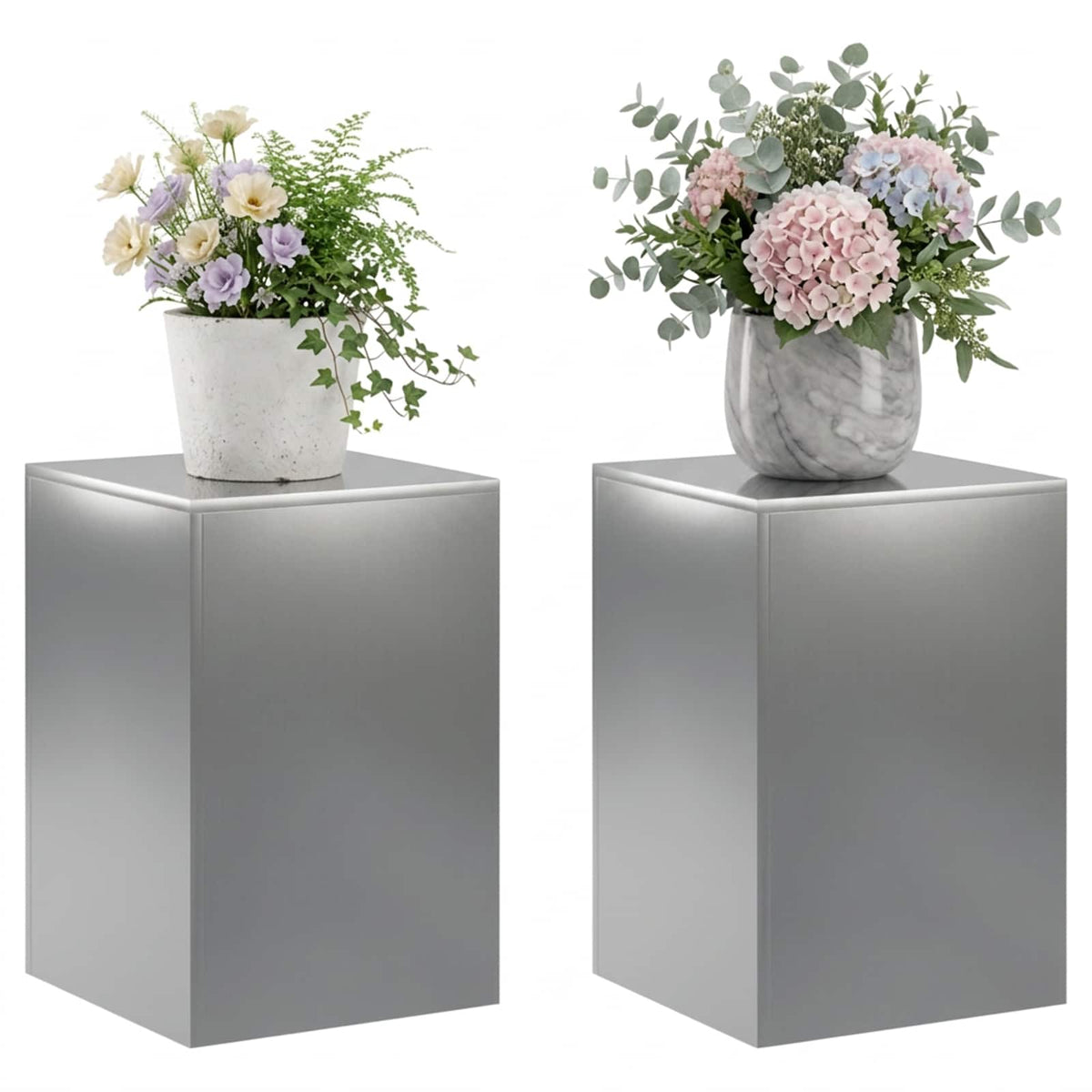 vidaXL Stojak na rośliny 2 pcs srebrny 40 x 40 x 60 cm Stal nierdzewna
