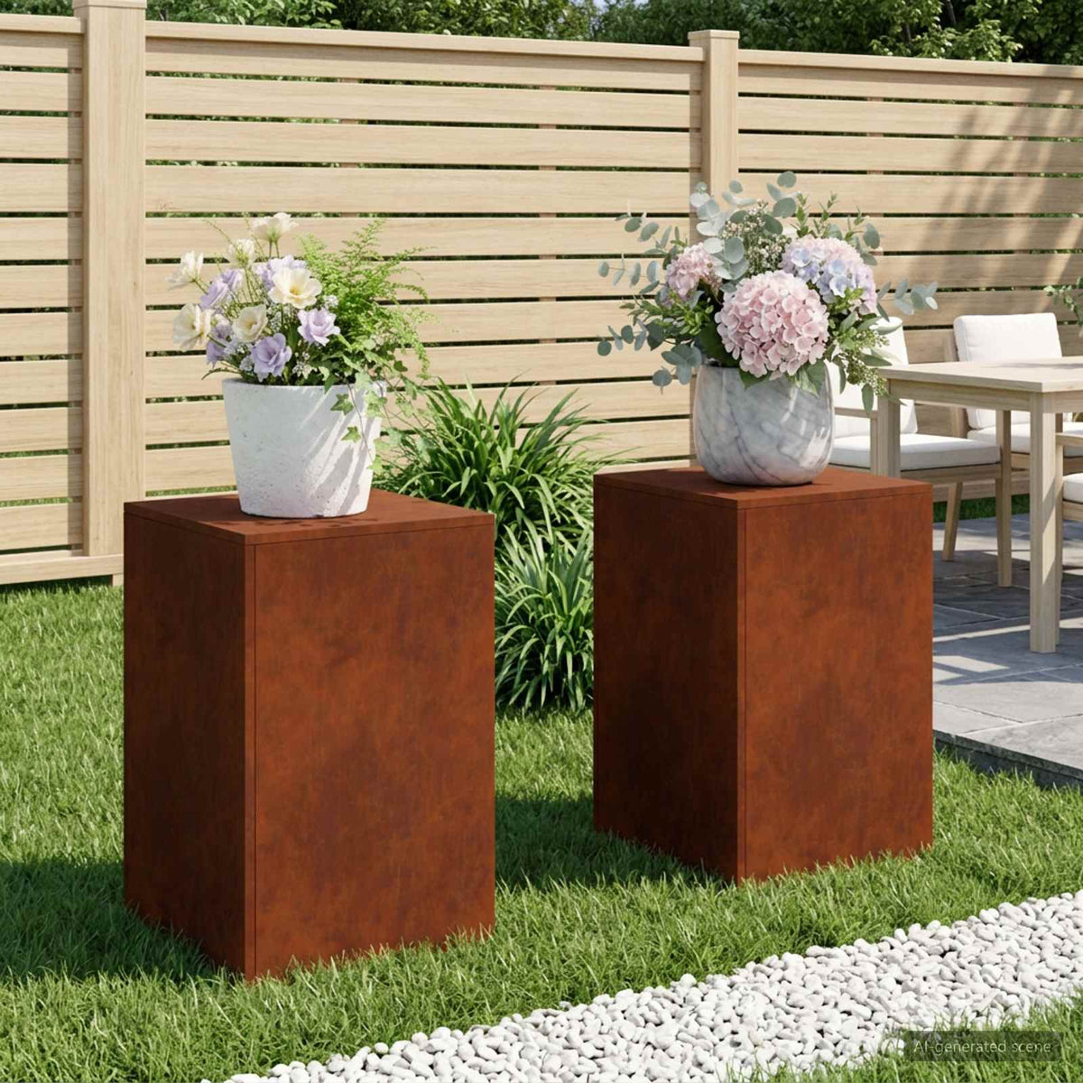 vidaXL Stojak na rośliny 2 pcs Rdzawy 40 x 40 x 60 cm Stal kortenowska