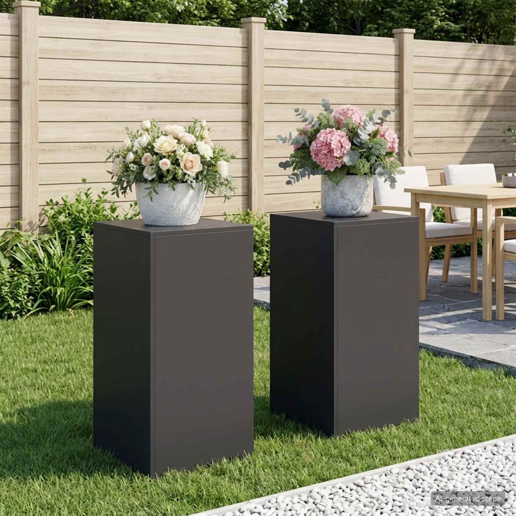 vidaXL Stojak na rośliny 2 pcs Czarny 40 x 40 x 80 cm Stal