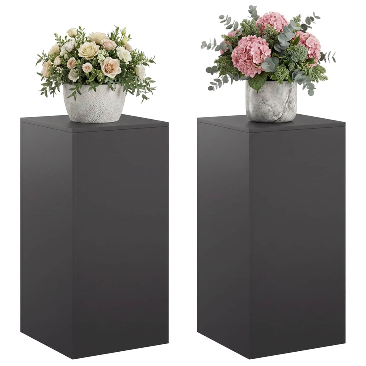 vidaXL Stojak na rośliny 2 pcs Czarny 40 x 40 x 80 cm Stal