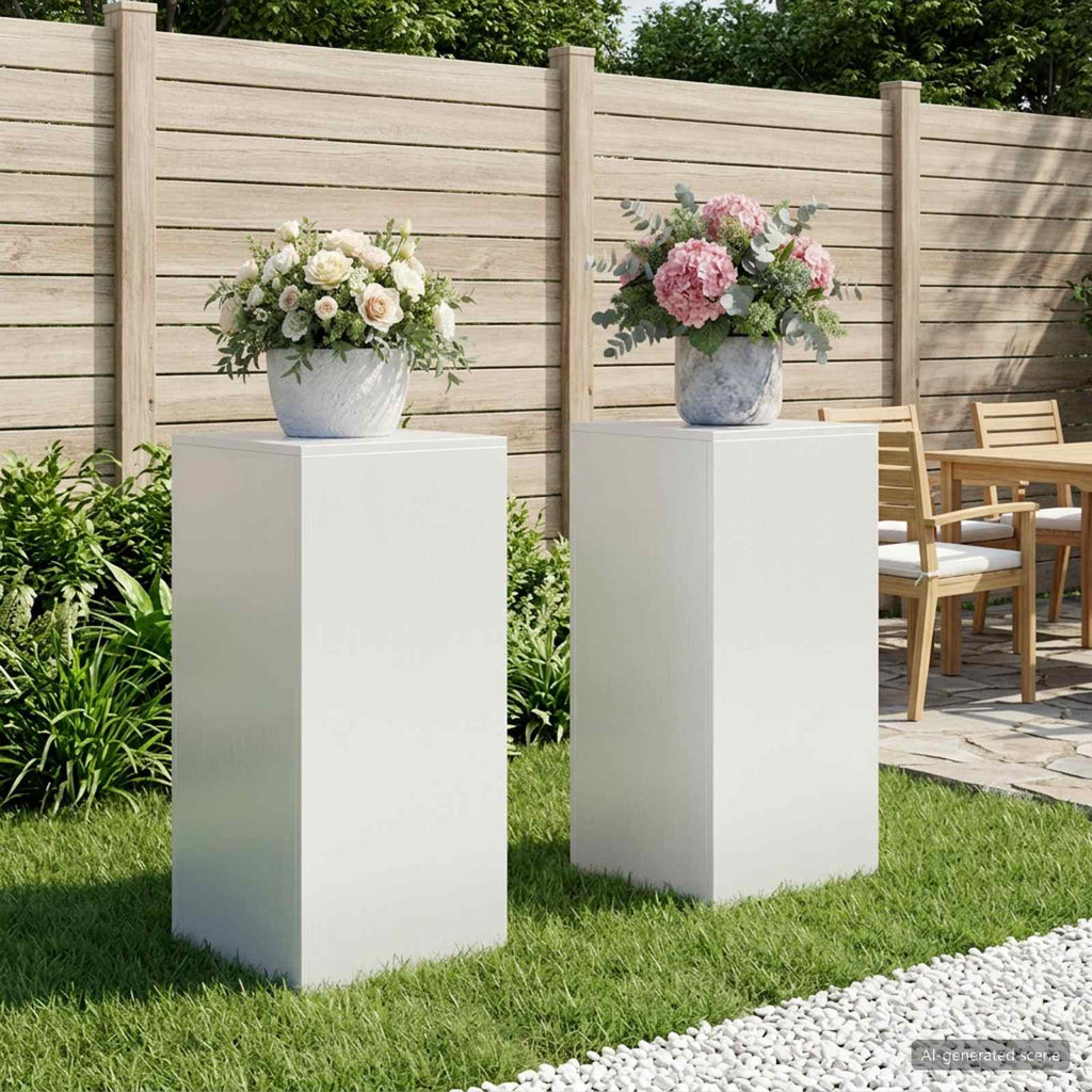 vidaXL Stojak na rośliny 2 pcs Biały 40 x 40 x 80 cm Stal