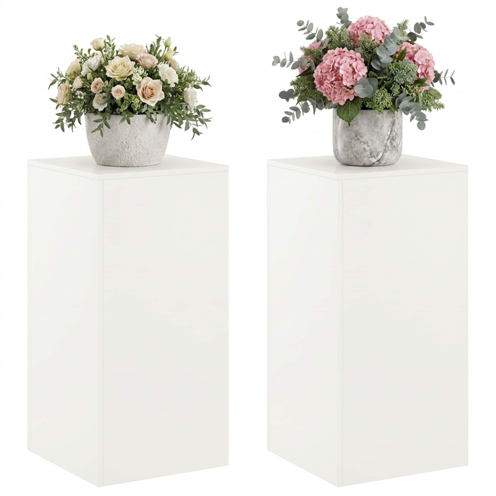 vidaXL Stojak na rośliny 2 pcs Biały 40 x 40 x 80 cm Stal
