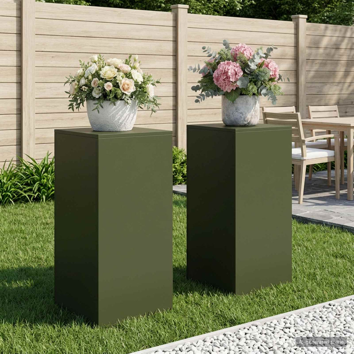 vidaXL Stojak na rośliny 2 pcs Oliwkowy zielony 40 x 40 x 80 cm Stal