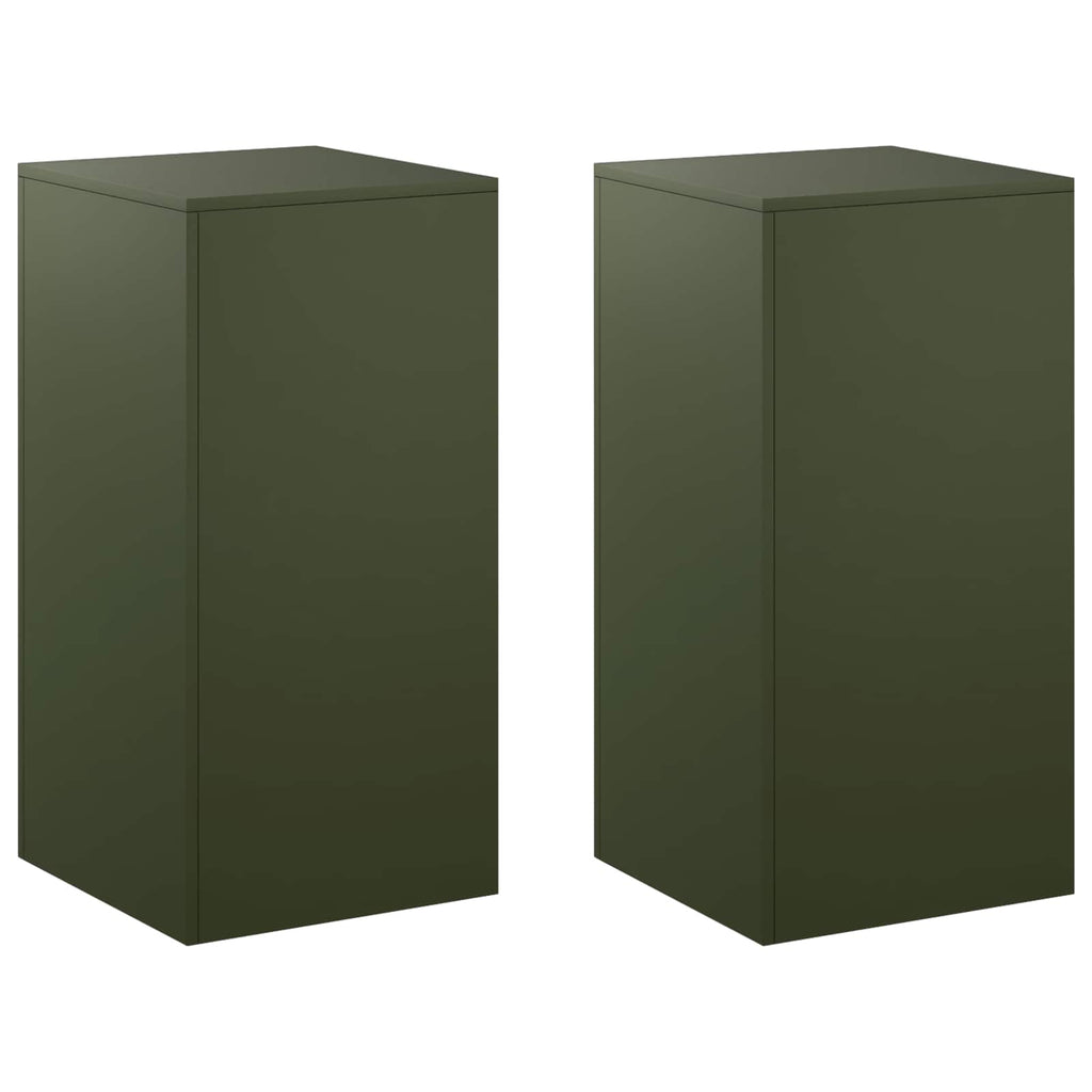 vidaXL Stojak na rośliny 2 pcs Oliwkowy zielony 40 x 40 x 80 cm Stal