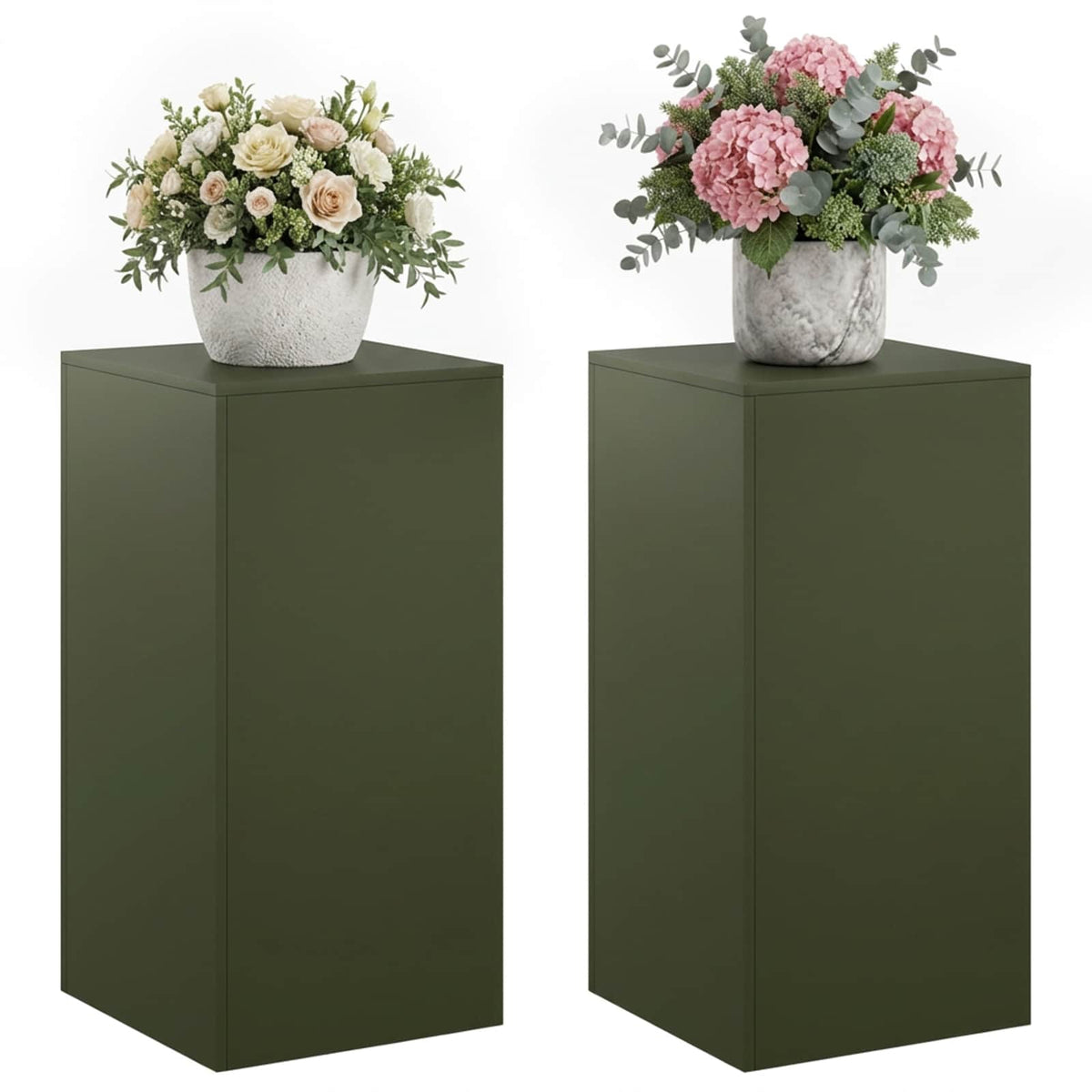 vidaXL Stojak na rośliny 2 pcs Oliwkowy zielony 40 x 40 x 80 cm Stal