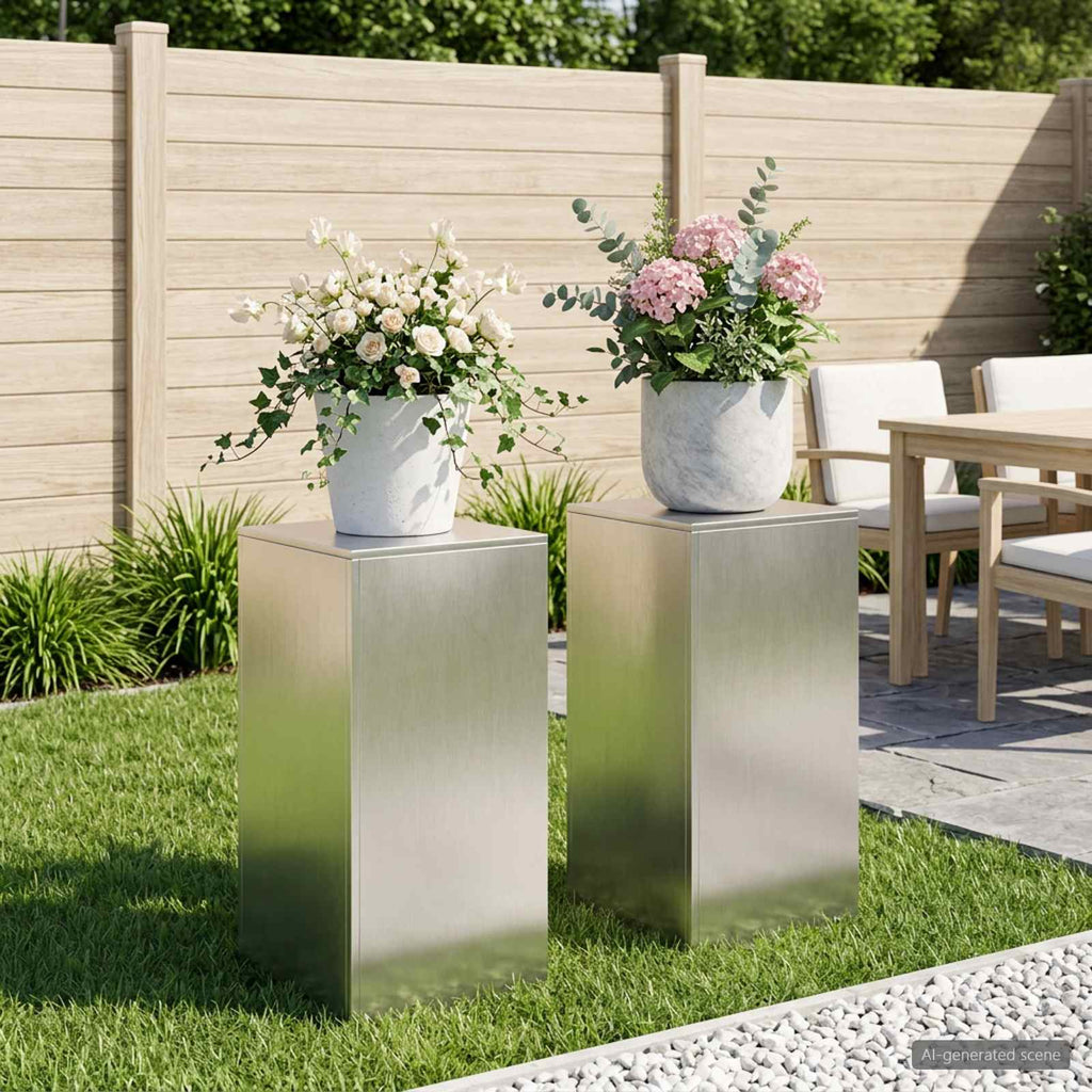 vidaXL Stojak na rośliny 2 pcs srebrny 40 x 40 x 80 cm Stal