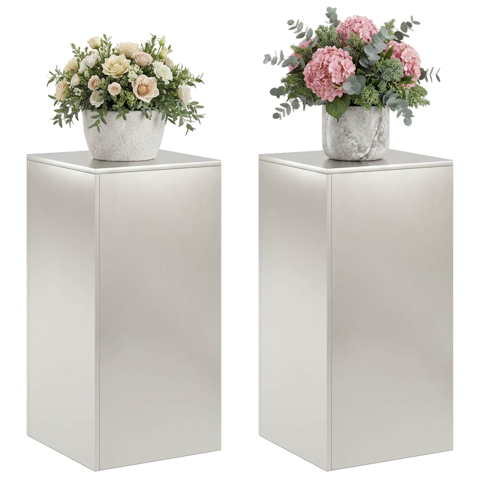 vidaXL Stojak na rośliny 2 pcs srebrny 40 x 40 x 80 cm Stal
