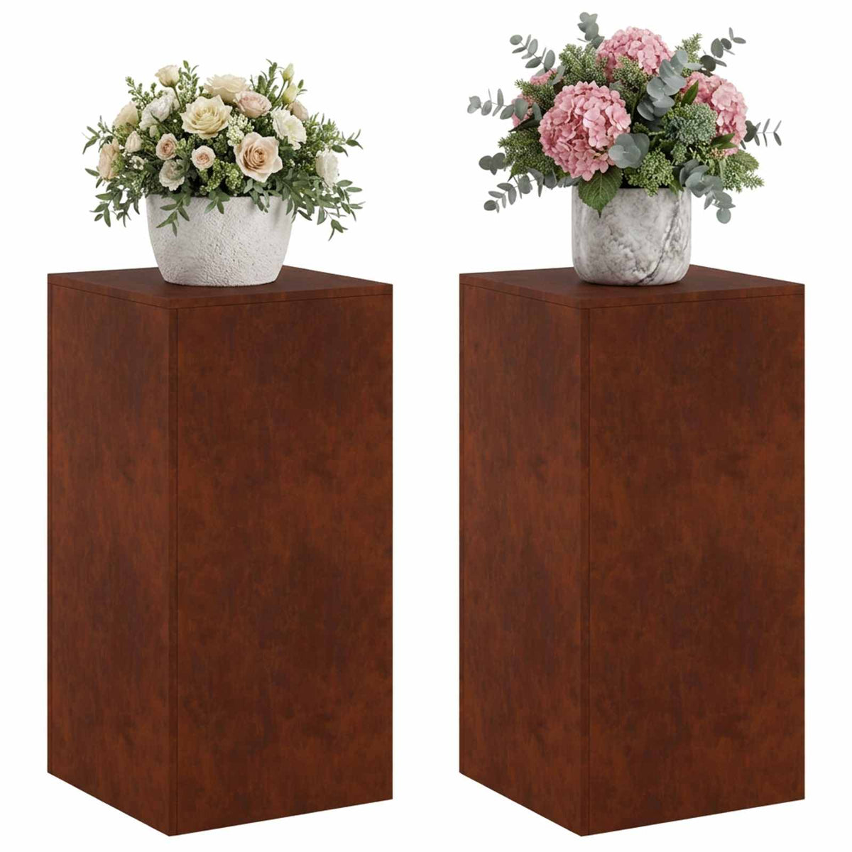 vidaXL Stojak na rośliny 2 pcs Rdzawy 40 x 40 x 80 cm Stal kortenowska