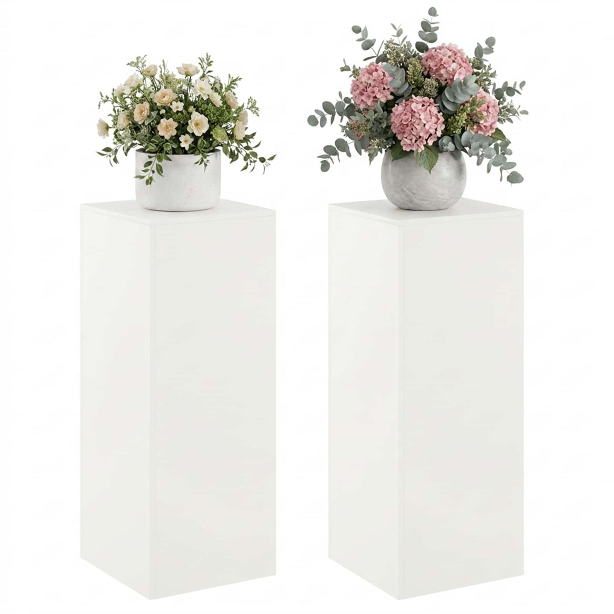 vidaXL Stojak na rośliny 2 pcs Biały 40 x 40 x 100 cm Stal