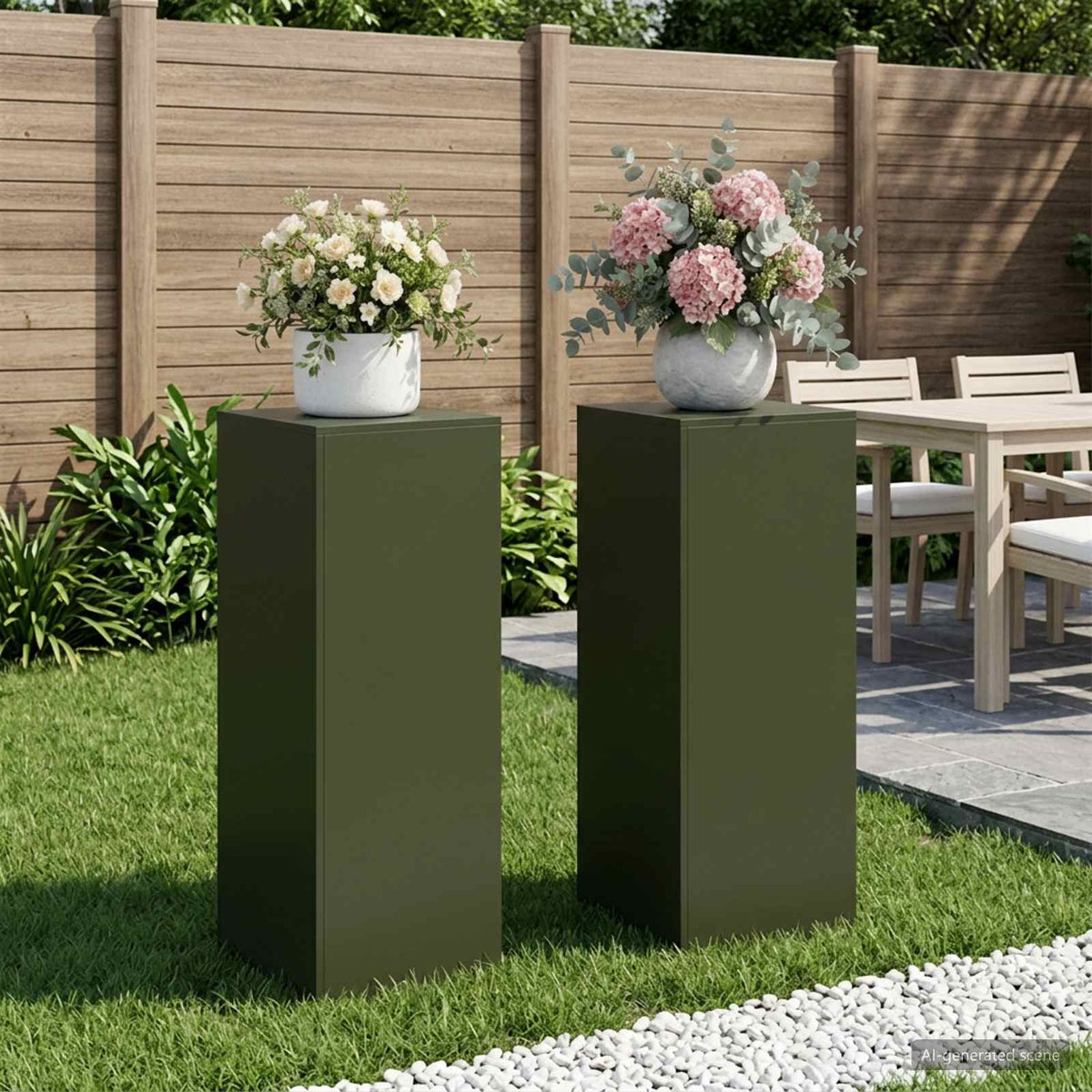vidaXL Stojak na rośliny 2 pcs Oliwkowy zielony 40 x 40 x 100 cm Stal