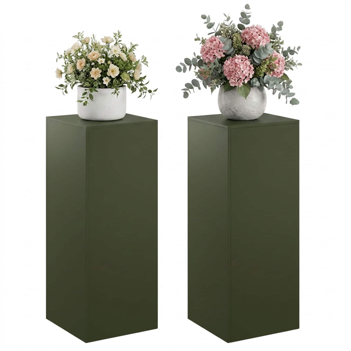 vidaXL Stojak na rośliny 2 pcs Oliwkowy zielony 40 x 40 x 100 cm Stal