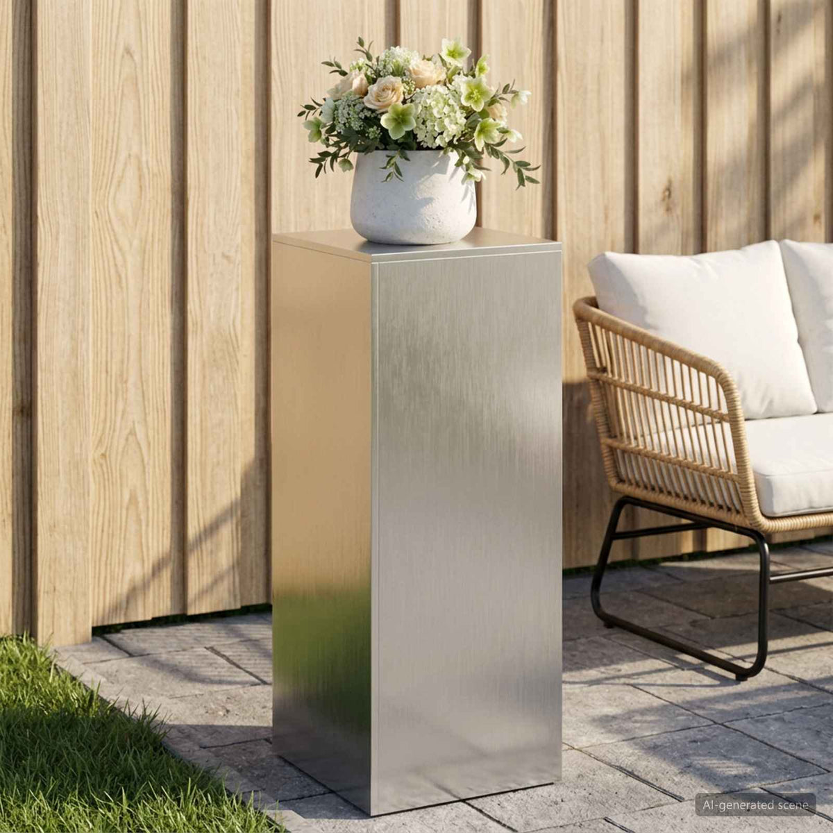 vidaXL Stojak na rośliny srebrny 40 x 40 x 100 cm Stal