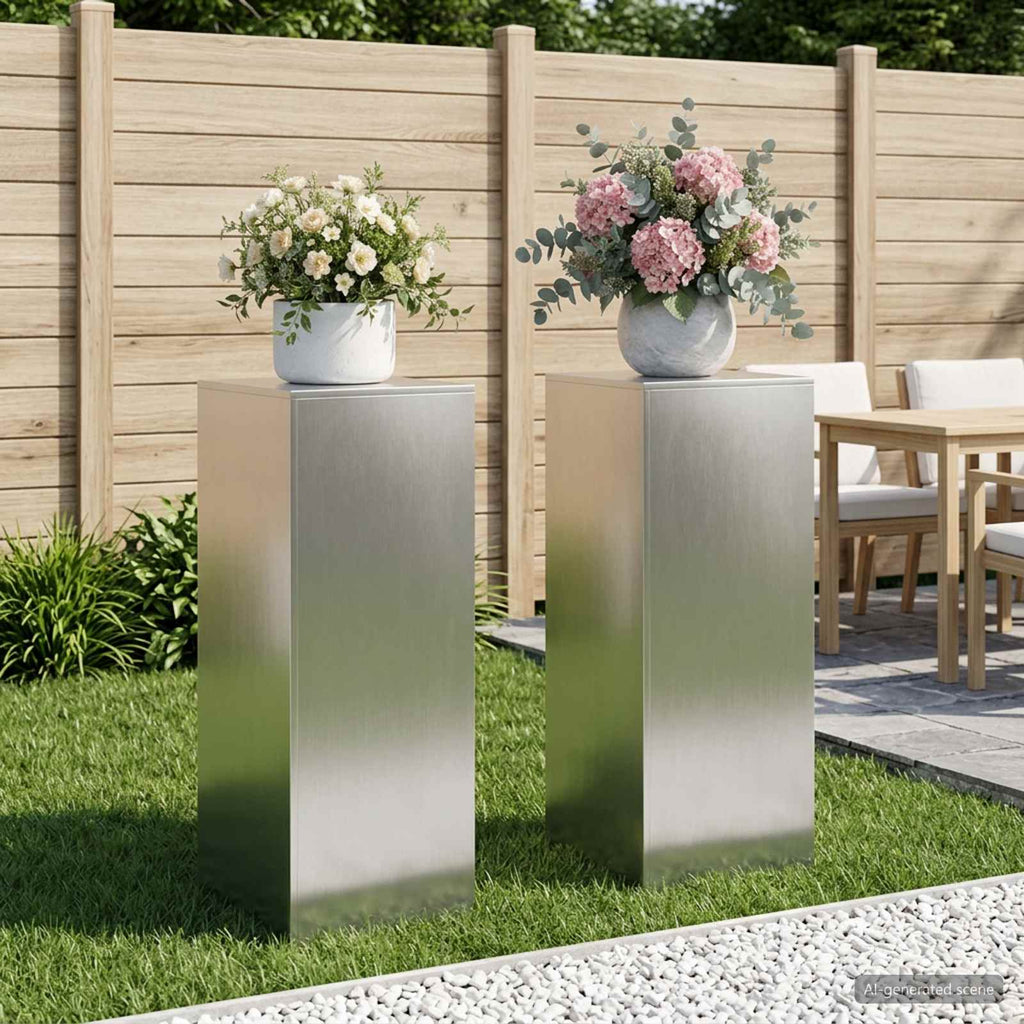 vidaXL Stojak na rośliny 2 pcs srebrny 40 x 40 x 100 cm Stal