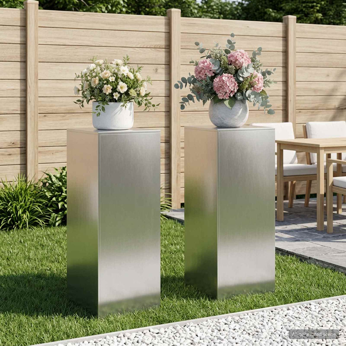 vidaXL Stojak na rośliny 2 pcs srebrny 40 x 40 x 100 cm Stal