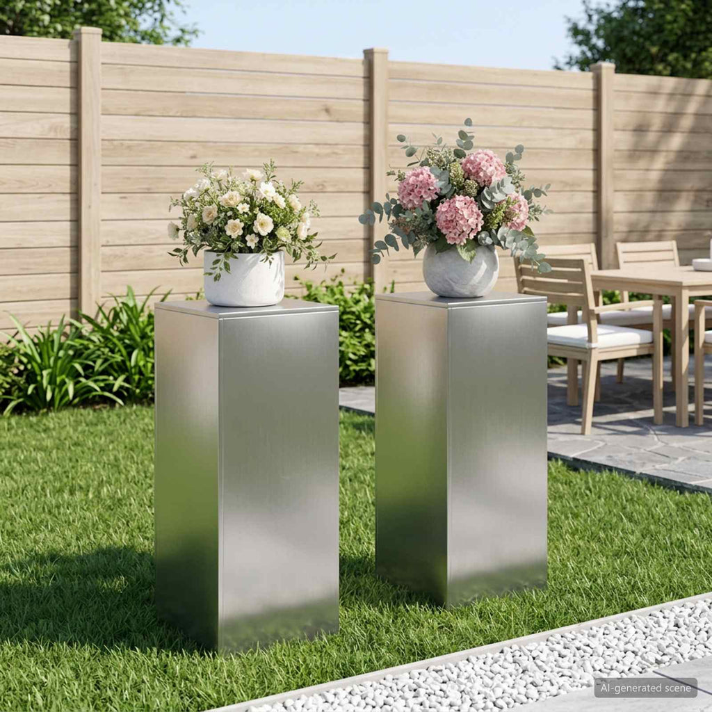 vidaXL Stojak na rośliny 2 pcs srebrny 40 x 40 x 100 cm