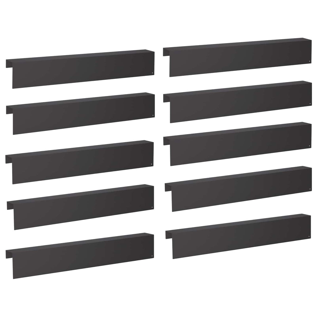 vidaXL Profil nakładkowy ogrodowy 10 szt. 100 x 10 x 15 cm Stal Czarny