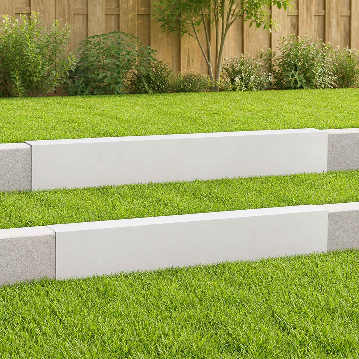 vidaXL Profil nakładkowy ogrodowy 2 szt. 100 x 10 x 15 cm Stal Biały