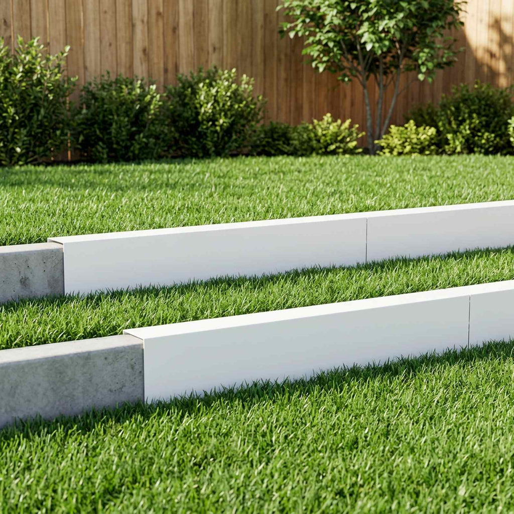 vidaXL Profil nakładkowy ogrodowy 10 szt. 100 x 10 x 15 cm Stal Biały