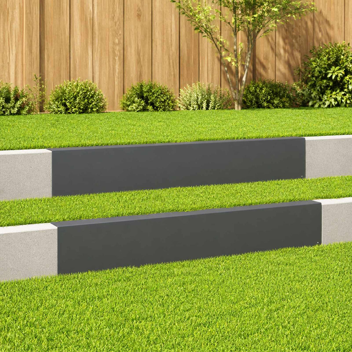 vidaXL Profil nakładkowy ogrodowy 2 szt. 100 x 5 x 15 cm Stal Czarny