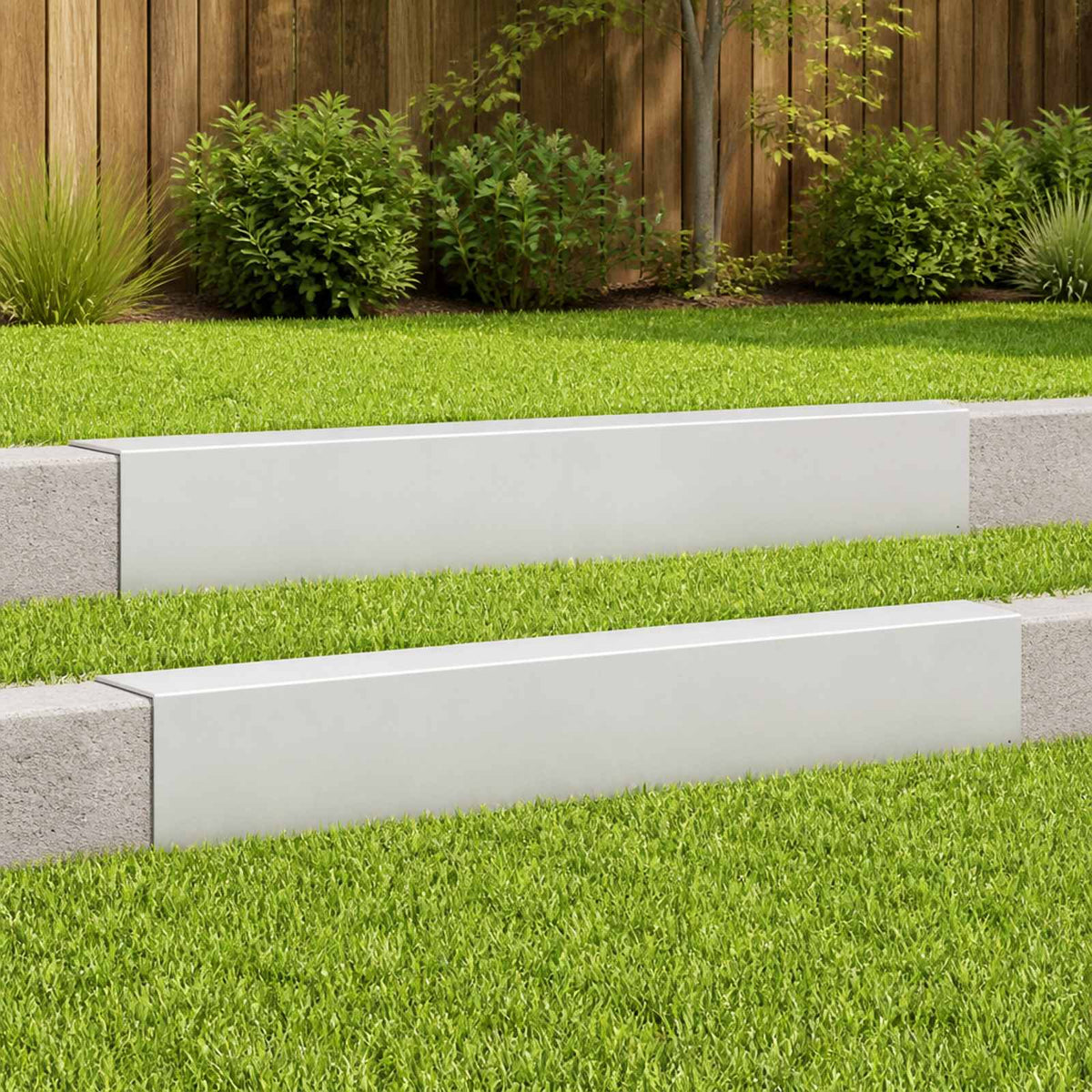 vidaXL Profil nakładkowy ogrodowy 2 szt. 100 x 5 x 15 cm Stal Biały