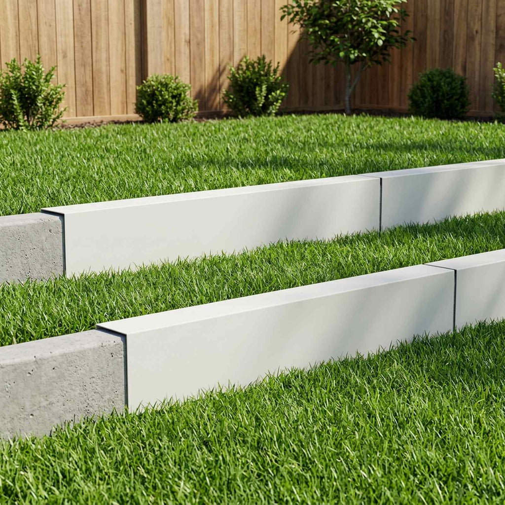 vidaXL Profil nakładkowy ogrodowy 10 szt. 100 x 5 x 15 cm Stal Biały