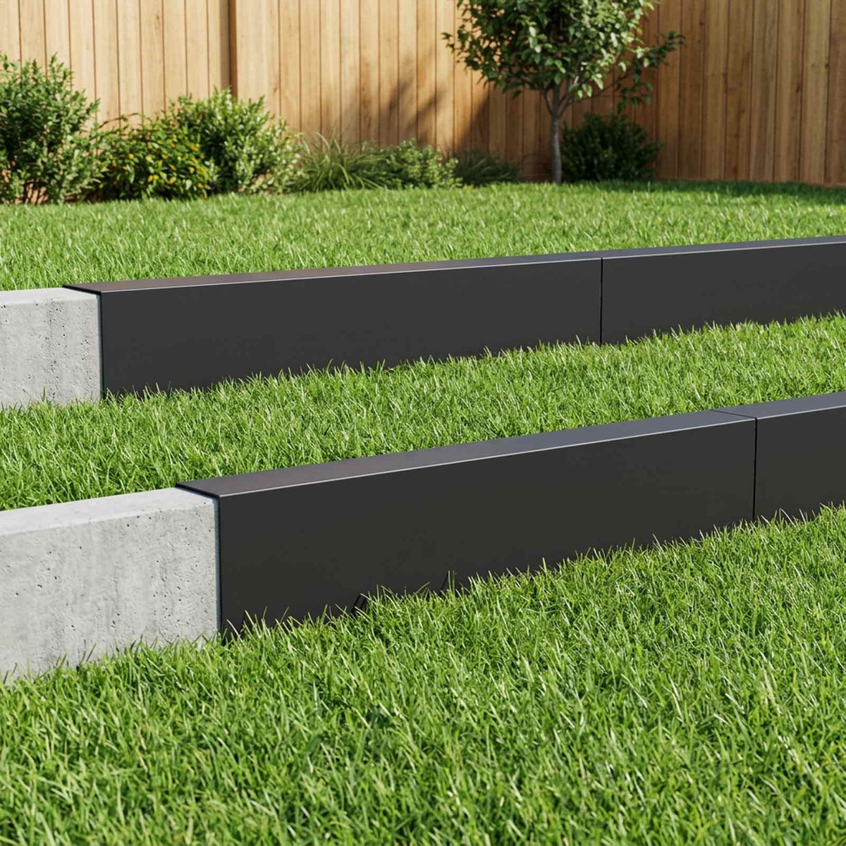 vidaXL Profil nakładkowy ogrodowy 10 szt. 100 x 6 x 15 cm Stal Czarny