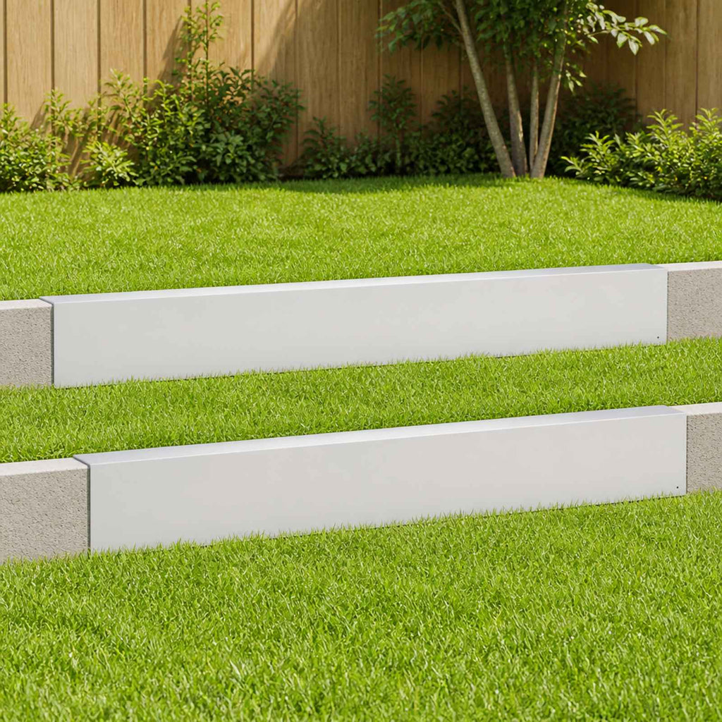 vidaXL Profil nakładkowy ogrodowy 2 szt. 100 x 6 x 15 cm Stal Biały