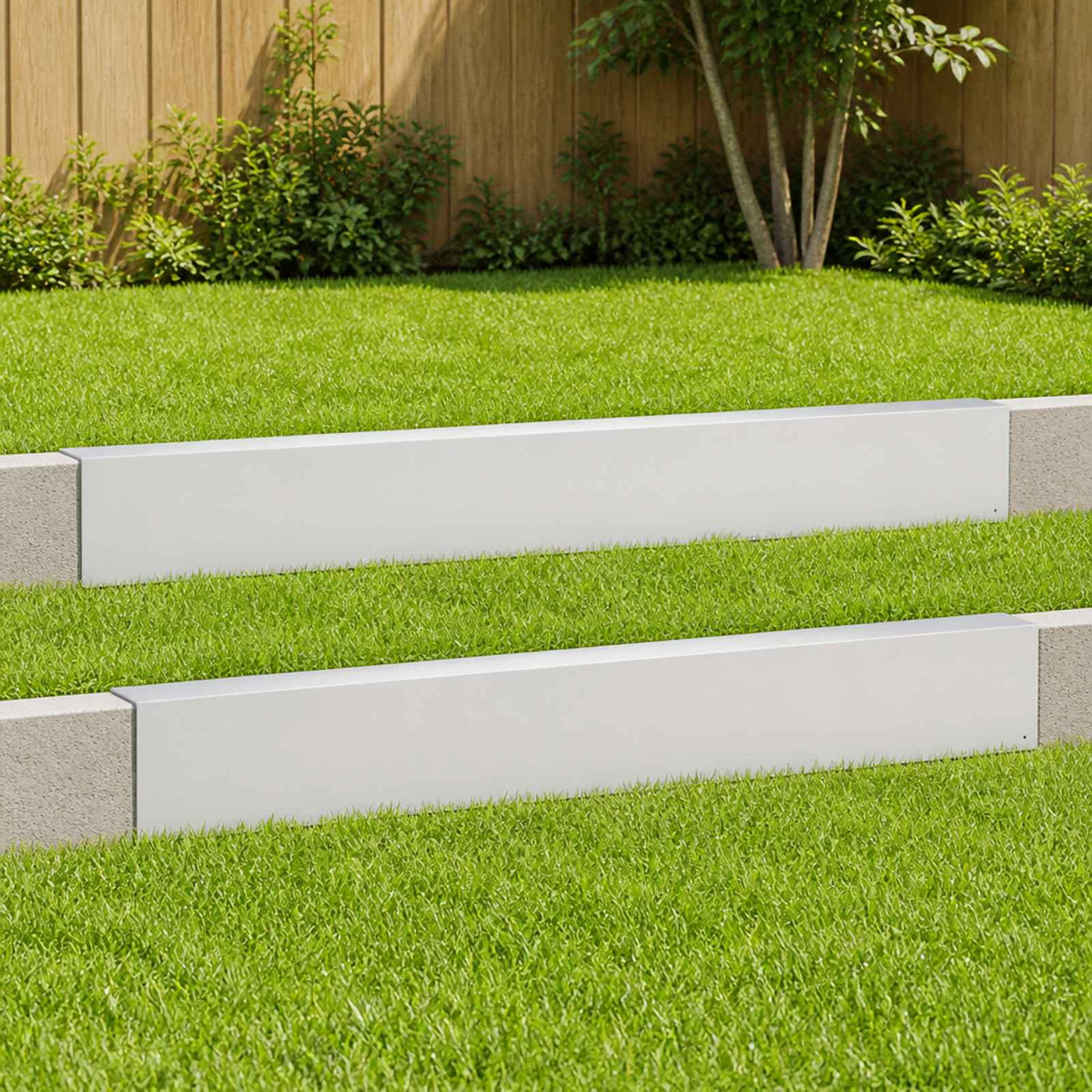 vidaXL Profil nakładkowy ogrodowy 2 szt. 100 x 6 x 15 cm Stal Biały