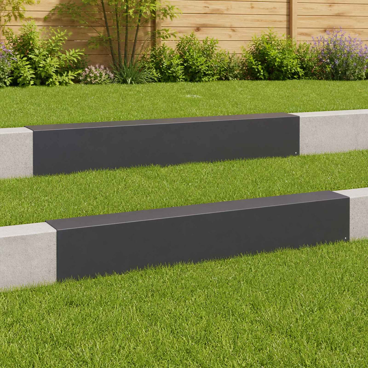 vidaXL Profil nakładkowy ogrodowy 2 szt. 100 x 15 x 15 cm Stal Czarny