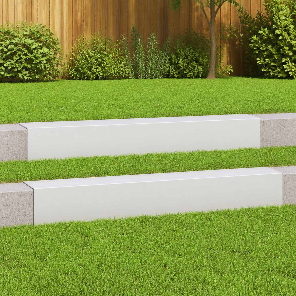 vidaXL Profil nakładkowy ogrodowy 2 szt. 100 x 15 x 15 cm Stal Biały